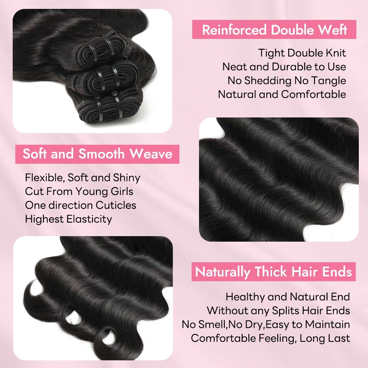 Tandulo Clip in Hair Extensions Real Human Hair Body Wave 1B Natural Black Clip in 100% Brazilian Remy Human Hair Extensions 8pcs Per Set with 18 Clips Double Weft 16 Inch 90g/3.6oz