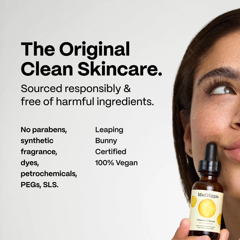 Mad Hippie Travel Essentials – Vitamin C Serum, Triple C Night Cream, Super A Serum + Jelly Cleanser in a 100% Recycled Toiletries Bag, Cruelty-Free, Skin Care