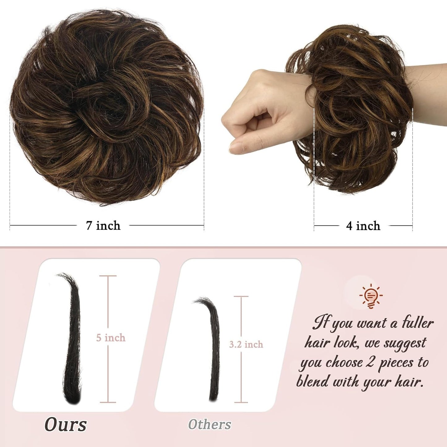 Messy Bun Hair Piece for Women - 100% Real Human Hair, 30g + 26g | Effortless Style
