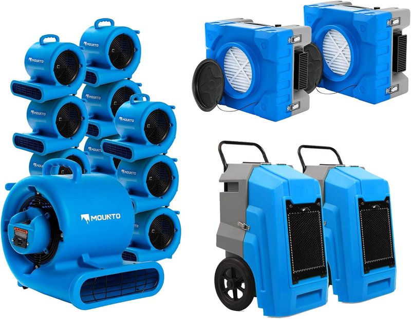 Water Damage Restoration Combo Package - 12 Air Movers, 2 Air Scrubbers & 2 LGR Dehumidifiers