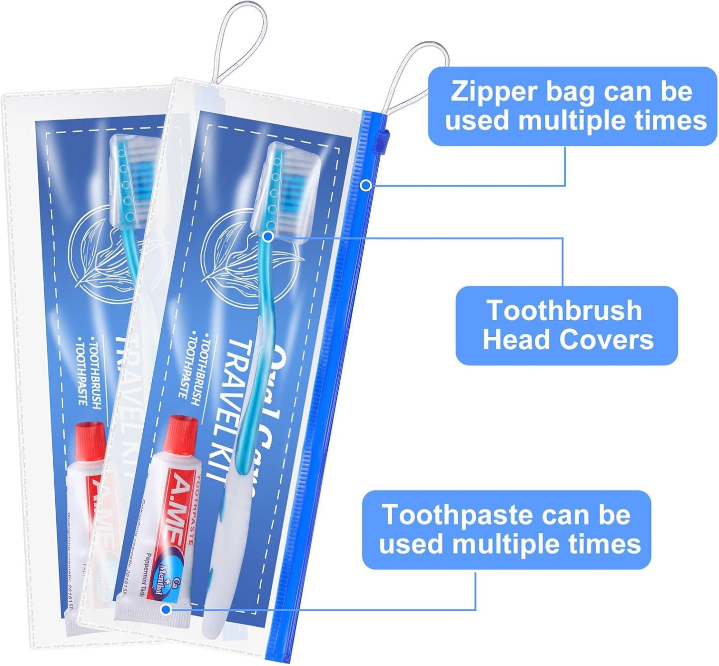 Toothbrush Travel Kit - 30 Set Soft Bristle Toothbrushes with Covers | Portable Resealable Bag for Charity & Home Use