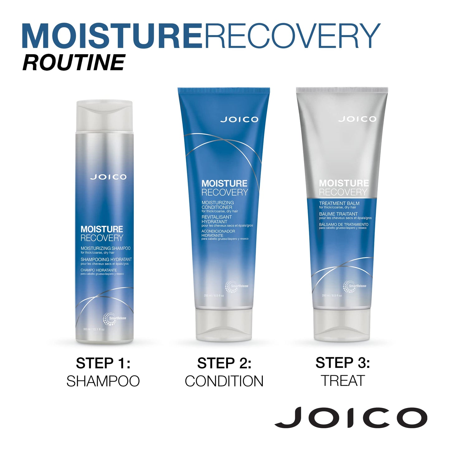 Joico Moisture Recovery Moisturizing Set | For Thick, Coarse, Dry Hair | Restore Moisture, Smoothness, Strength, & Elasticity | Reduce Breakage | With Jojoba Oil & Shea Butter