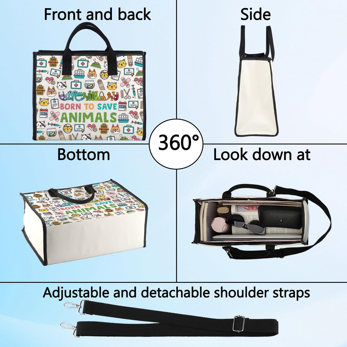 LEVLO Veterinarian Cosmetic Make Up Bag Veterinary Technician Gift Born To Save Animals Makeup Zipper Pouch Bag For Veterinarian Assistant Student (Save Animals LT)