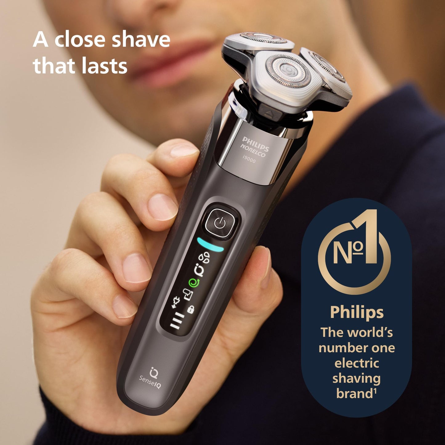 Philips Norelco Shaver i9000, Wet & Dry Electric Shaver, Dark Slate, SenseIQ Technology, Triple Lift & Cut System, 360 Rotating Dual SteelPrecision Precision Blades, Quick Clean Pod, X9002/82