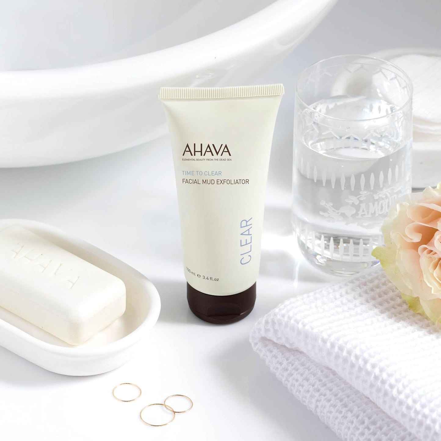 AHAVA Facial Mud Exfoliator - Gentle Scrub with Dead Sea Mud & Vitamin E | 3.4 Fl. Oz for Radiant Skin