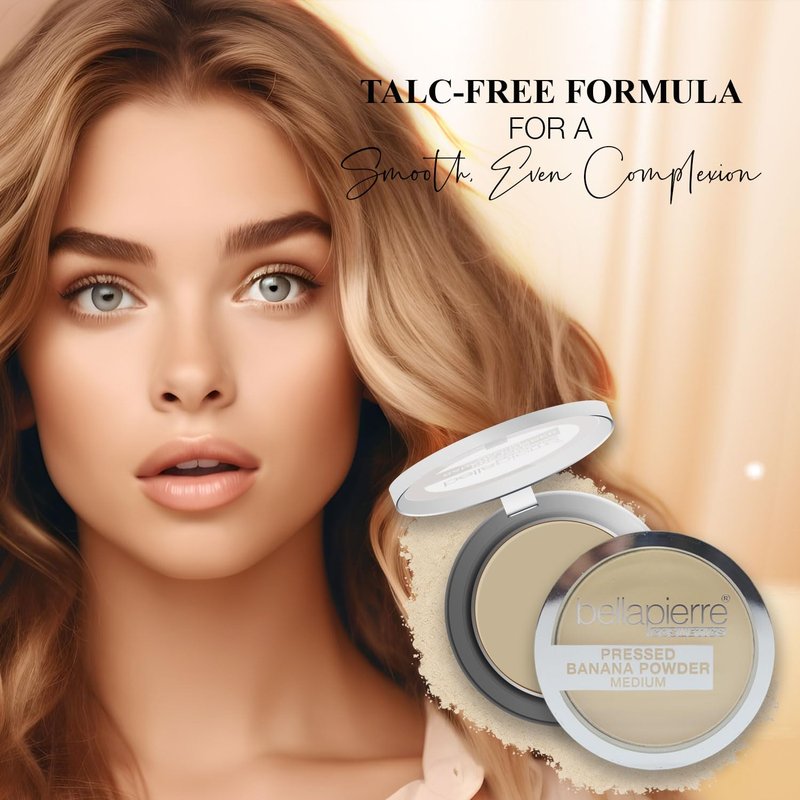 Bellapierre Pressed Banana Setting Powder – Compact Color-Correcting Banana Powder, Matte Translucent Finish, Under-Eye Brightening Baking Powder, Talc-Free, Lightweight – Medium – 0.28 oz
