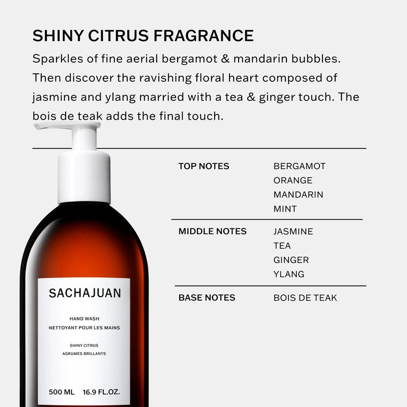 SACHAJUAN Hand Wash Shiny Citrus | Gently Cleansing & Deeply Hydrating Formula with Earth Silk Technology | Soothes Skin, Maintains Moisture Barrier & Refreshes with Citrus Scent | 16.9 oz