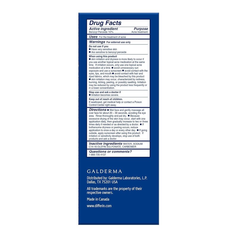 Differin 10% Benzoyl Peroxide Cleanser and Patch Set: 36 Power Patches, 18 large and 18 small patches for acne-prone skin and Acne Foaming Cleanser with 10% BPO Acne Treatment