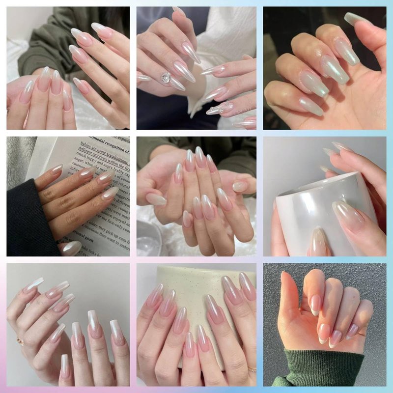 GZMAYUEN 2 Boxes White Pearl Chrome Nail Powder, Moonlight Mirror Effect Metallic Powders Aurora Magic Pearlescent Nail Powder for Manicure Decorations