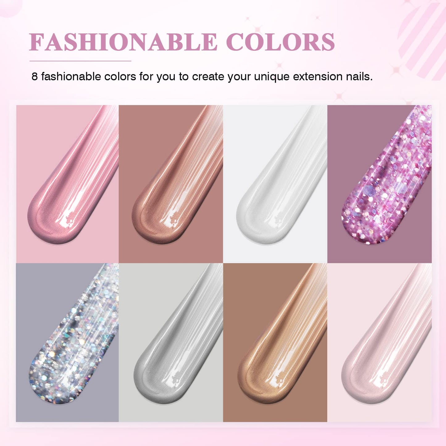 SAVILAND Poly Nail Gel Kit-8 Colors Poly Nail Extension Gel White Pink Glitter with 96W U V Nail Lamp Slip Solution Nail Tools All in 1 Nail Kits Starter Kit for Nail Salon Home DIY