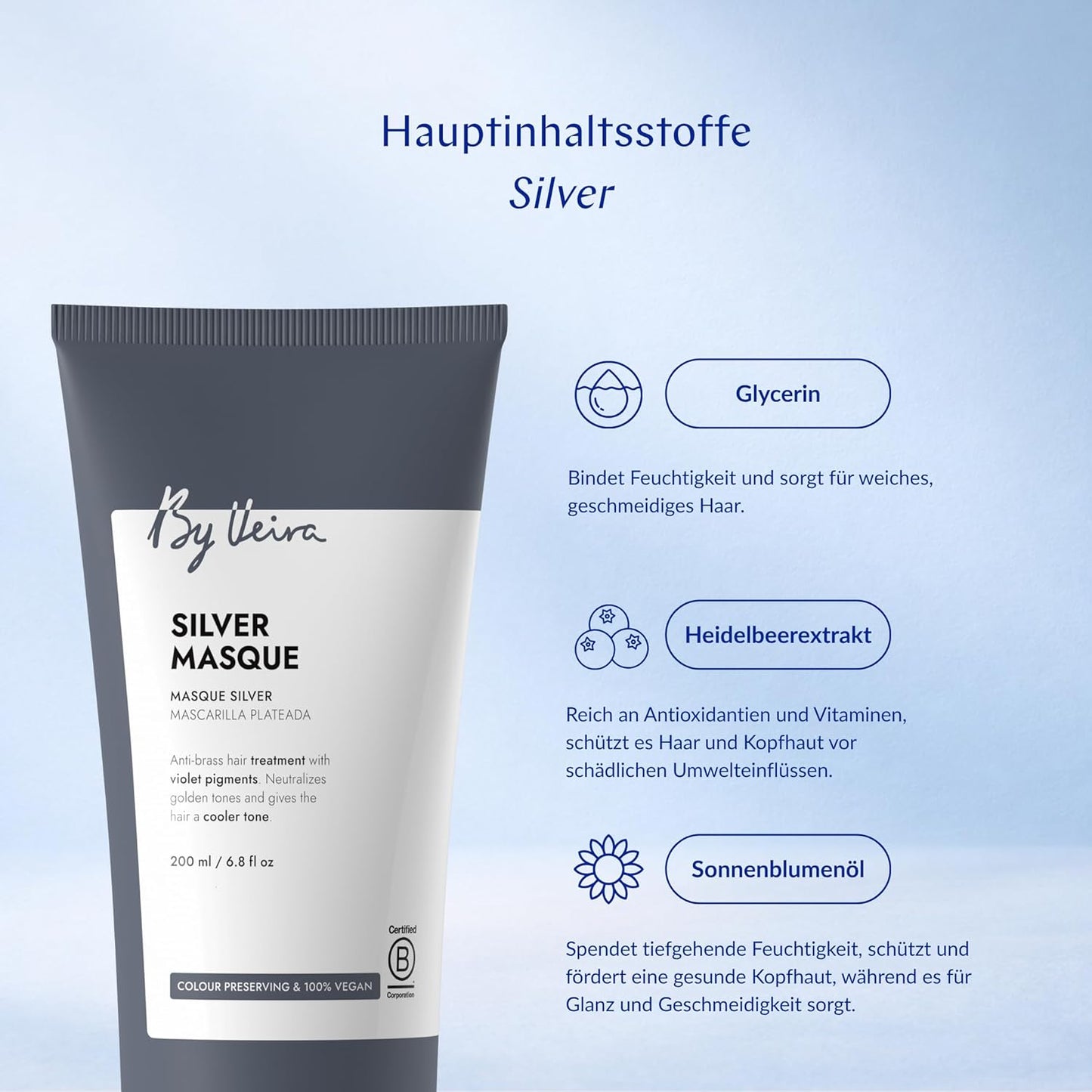Silver Hair Mask - Violet Pigments for Anti-Brass & Cool Tones | 6.8 Fl Oz, Vegan & Sulfate-Free
