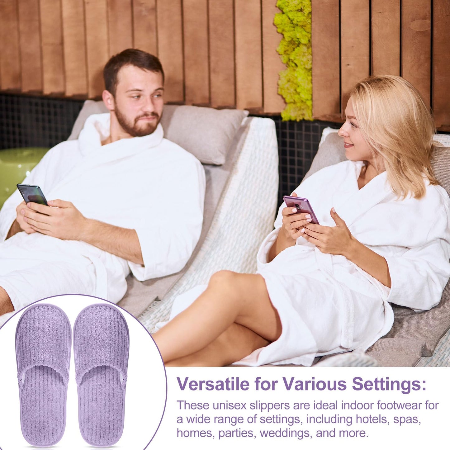 Panitay 20 Pairs Reusable Spa Slippers for Guests Washable House Slippers with Triple Layer Coral Fleece for Home Indoor Hotel Travel, Closed Toe (Purple)