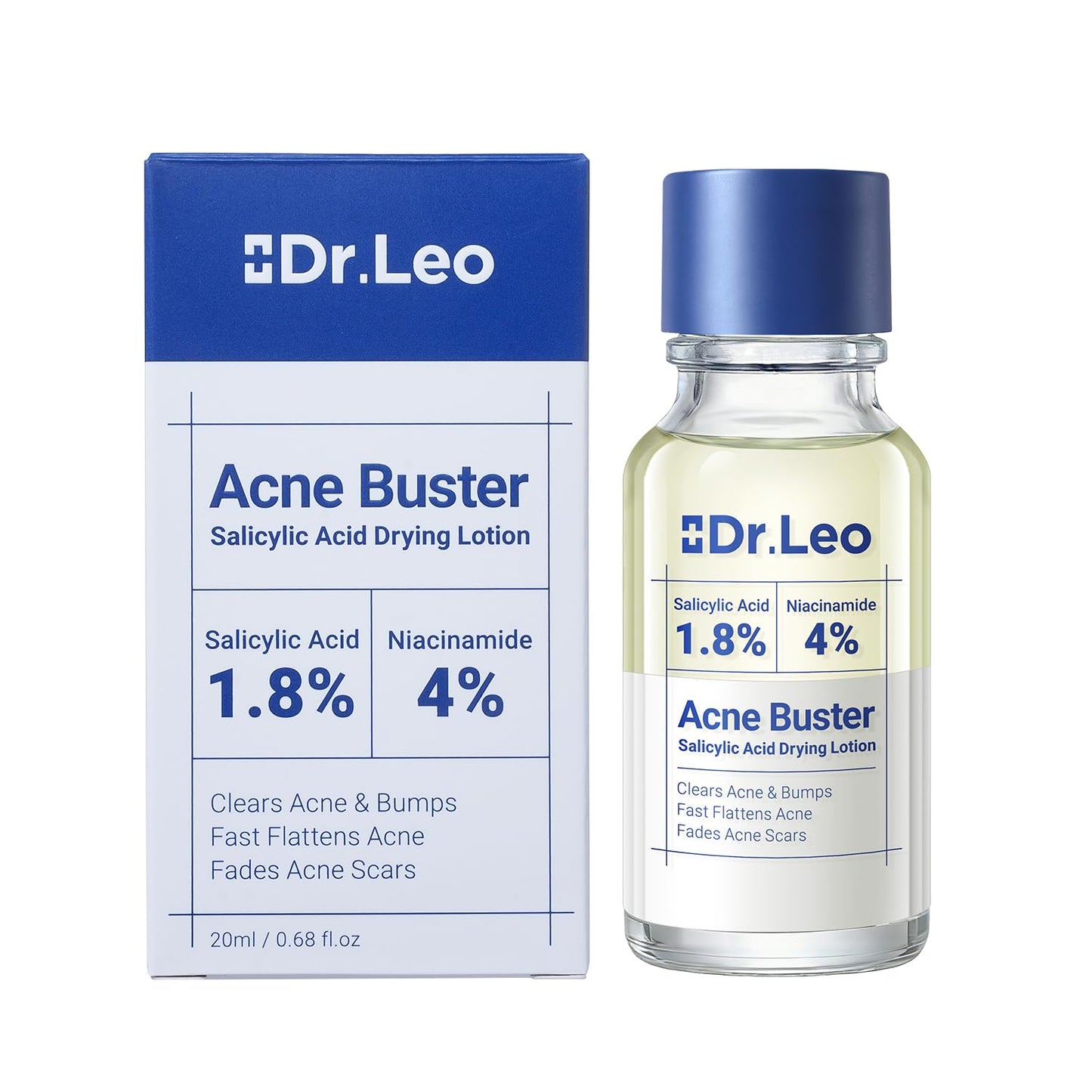 Dr.Leo 1.8% Salicylic Acid Acne Treatment, Drying Lotion Acne Spot Treatment for Acne-Prone Sensitive Skin | Niacinamide, Fast Pimple Relief, Fades Acne Marks, Overnight & Period Breakouts, 0.34 fl oz