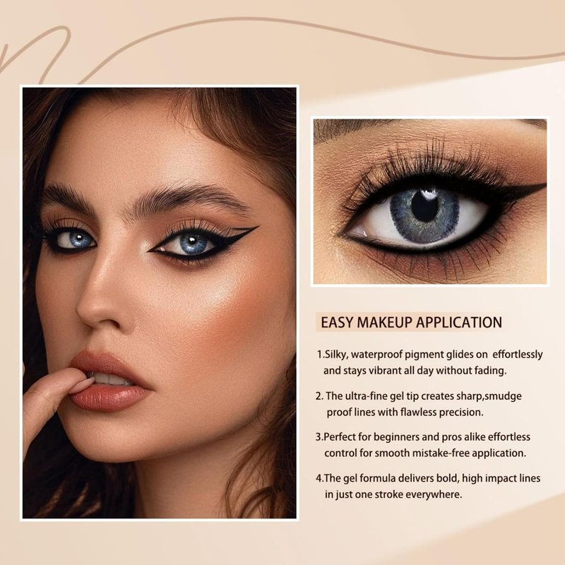 Black Eyeliner Pencil Set - 12 Pcs Waterproof Gel for Bold, Defined Eyes | Retractable Design