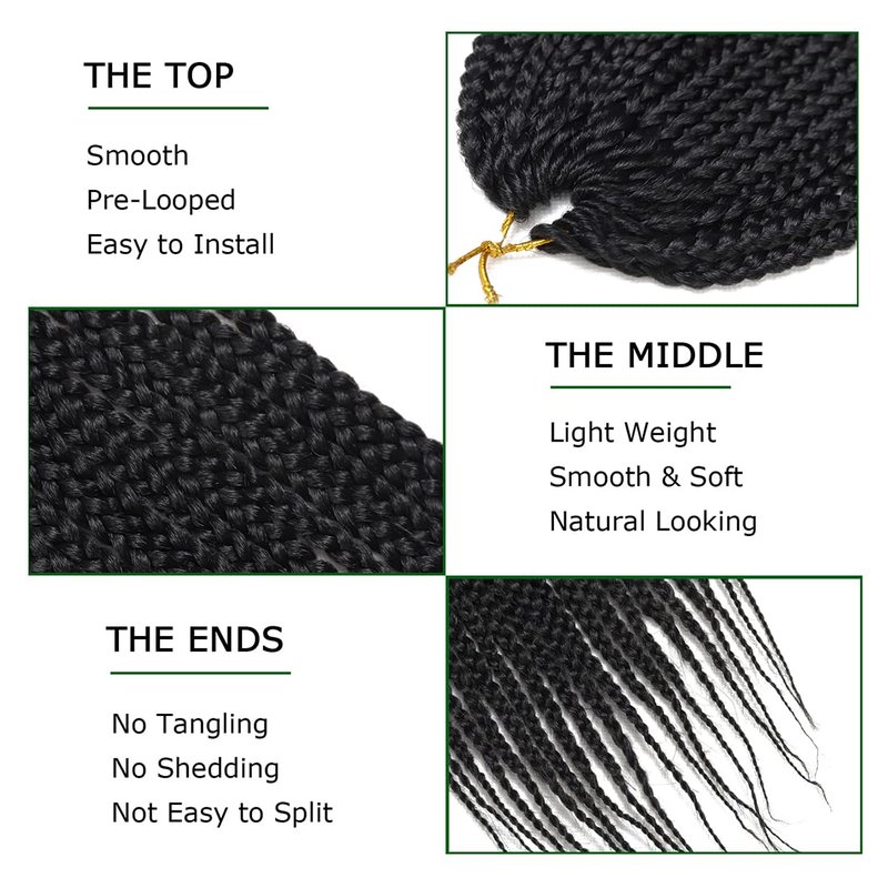 Crochet Box Braids Hair pre looped Goddess Box Braids Crochet Braiding 7 Packs 3x Crochet Hair (14 inch, 1B)