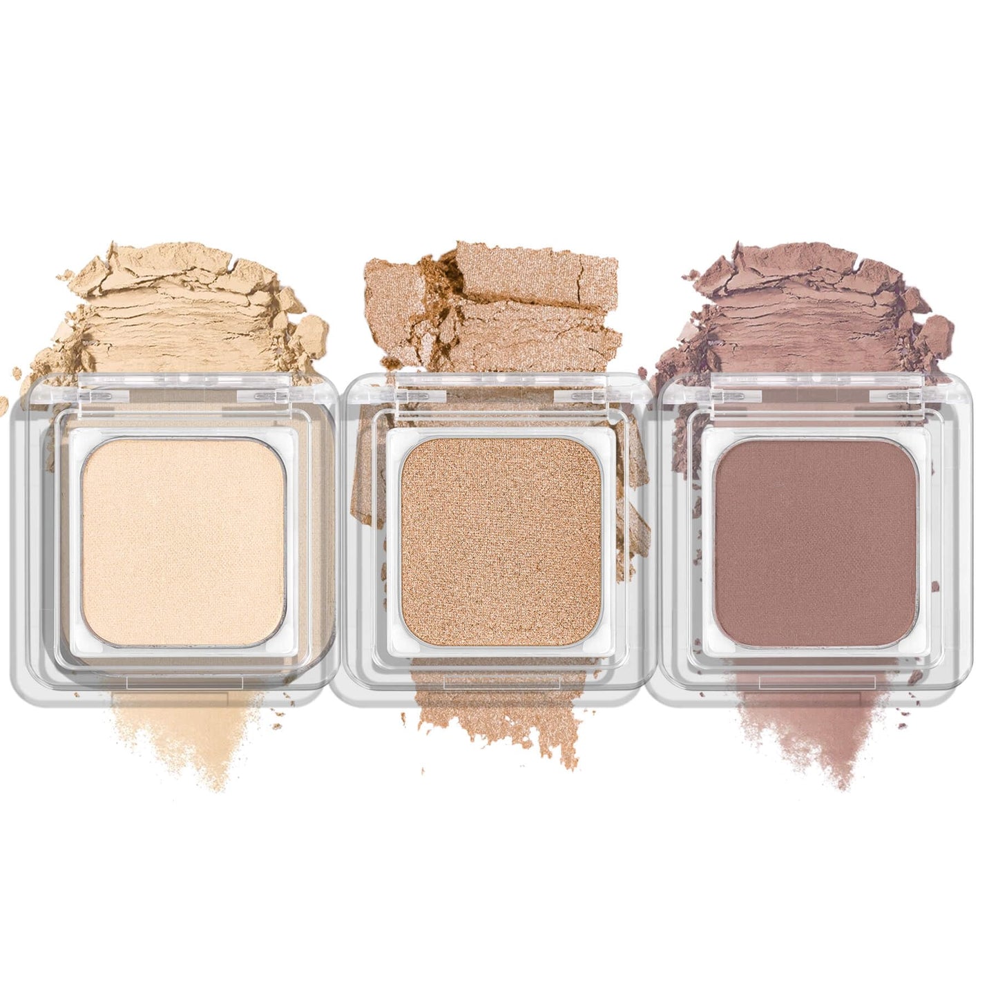 Fillwie 3-Color Eyeshadow Set with Compact – Removable Neutral Matte & Shimmer Pans, Ivory, Champagne & Taupe, High-Pigment Longwear Eye Makeup