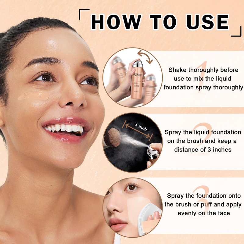 DAMUSI AirBrush Foundation Spray, Silky Flawless Coverage Magic Minerals Airbrush Foundation Mist Makeup for Smooth Radiant Skin, Breathable, Blendable Setting SprayFoundation-Natural/Warm Porcelain
