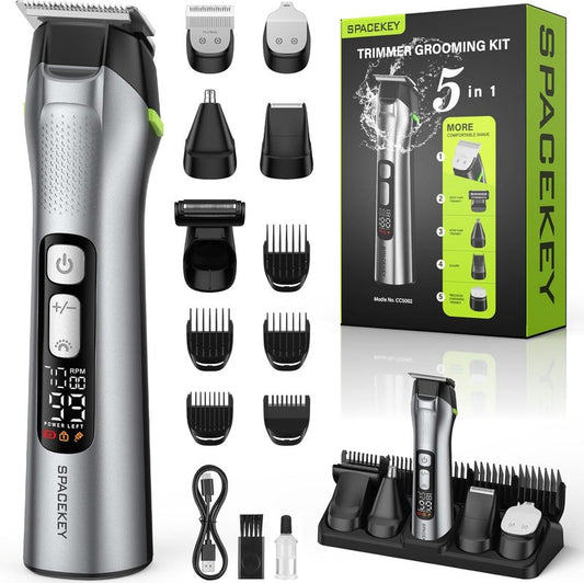 Beard Trimmer for Men - All-in-One Grooming Kit with Stainless Steel Blade | Cordless, IPX7 Waterproof, 150-Min Runtime, 3 Adjustable Speeds