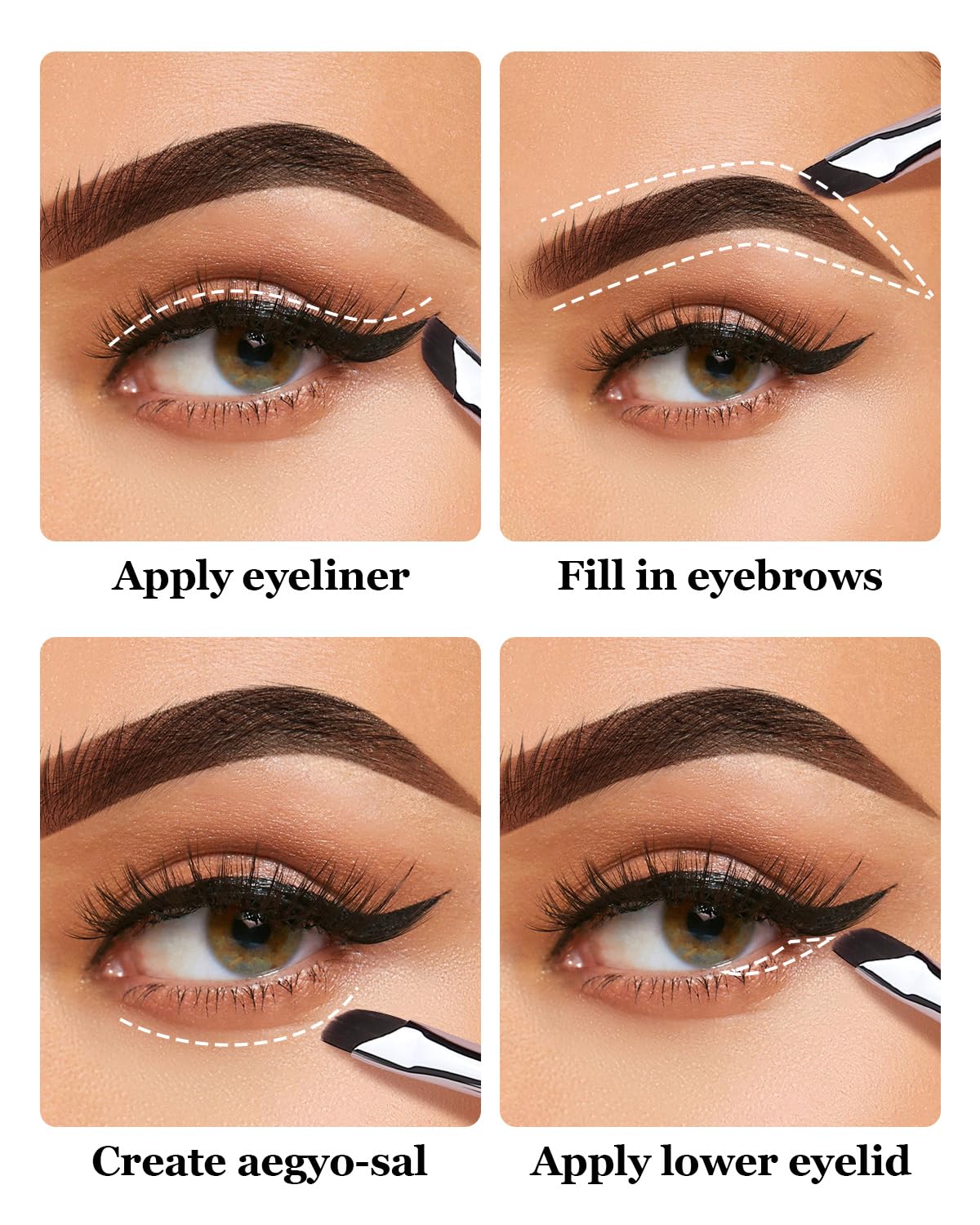 Eyeliner Brush Set - Gel Eyeliner Makeup Brushes for Precise Application | Ultra Thin Curved Bristles (2 Pieces)