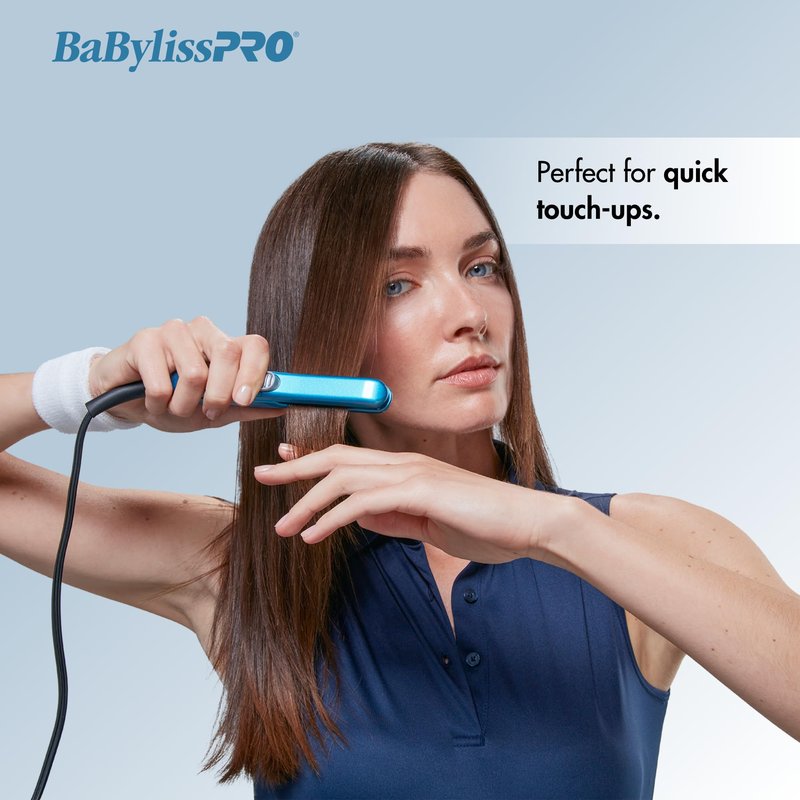 BaBylissPRO Nano Titanium Mini Flat Iron Hair Straightener, 0.5" Hair Straightener Iron for Touch Ups & All Hair Types, Perfect for Travel