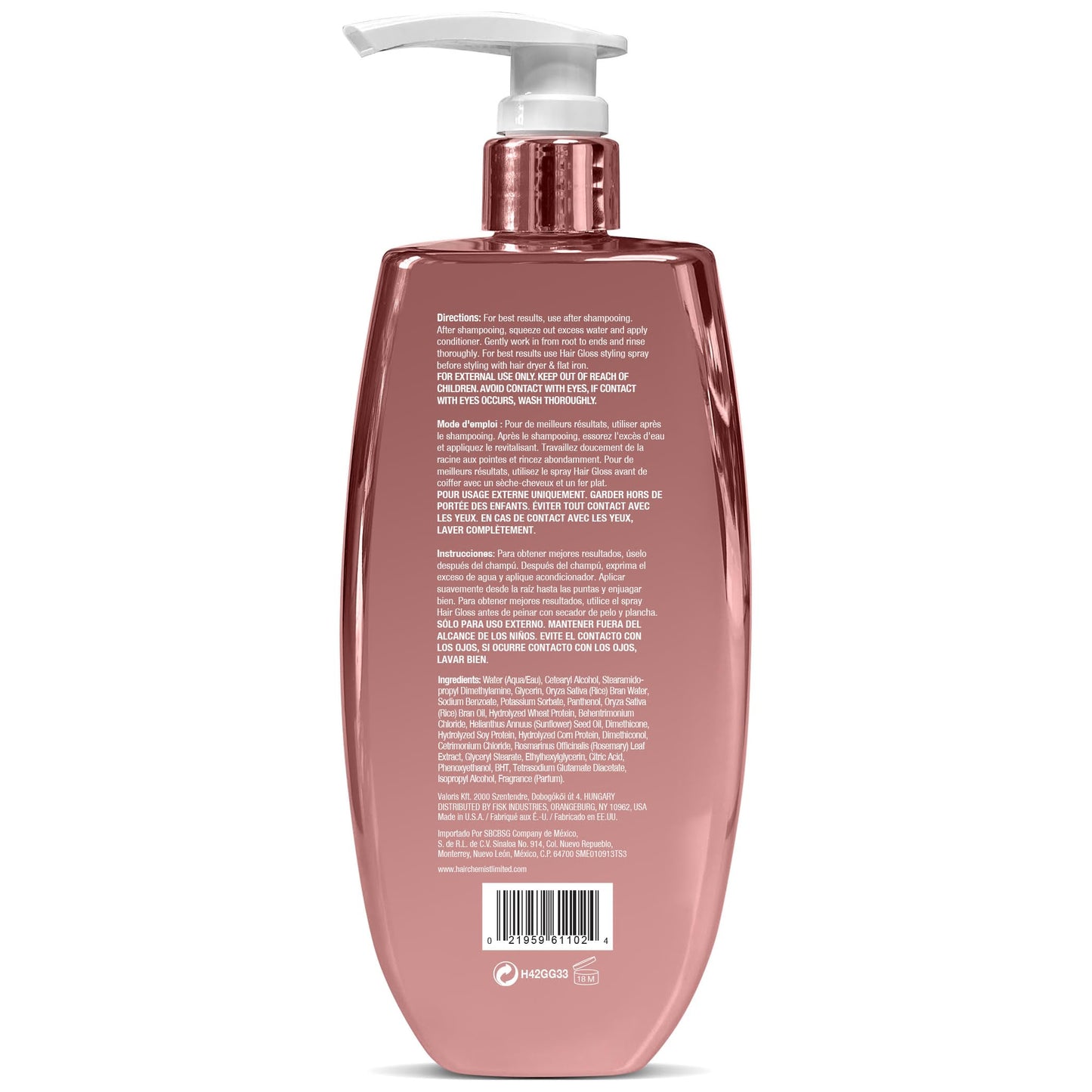 Hair Chemist Hair Gloss Liquid Glass Conditioner 33.8 oz. - Frizz Reducing Smoothing Conditioner, Lightweight Formula that Protects and Adds Shine to Hair