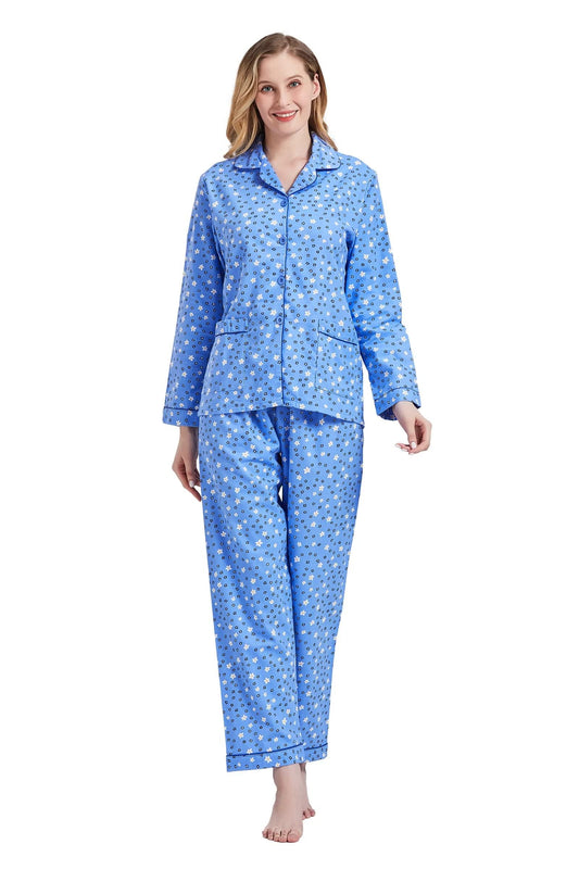 amaxer Women's Flannel Pajama Set 100% Cotton Soft Christmas Pajamas For Women Long Sleeve Pjs Button Down Warm Sleepwear