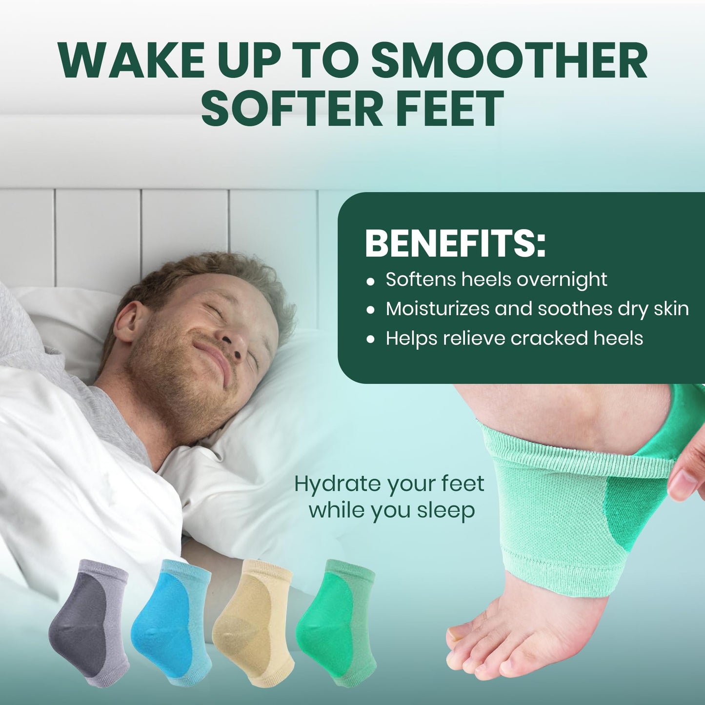 Moisturizing Socks for Dry Cracked Heel Treatment, 4-Pack Gel Heel Socks, Foot Care Spa & Pedicure Socks – Gifts for Women - Silicone Socks for Cracked Feet Repair & Overnight Hydration