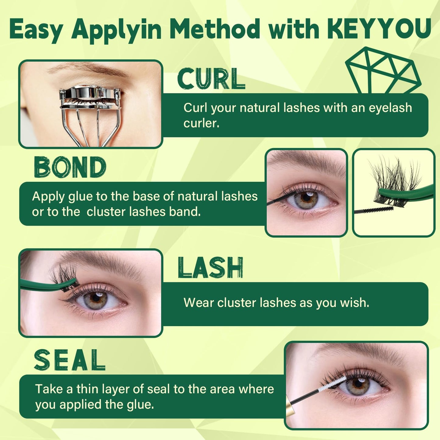 KEYYOU Lash Clusters 3D Effect Eyelash Clusters 108pcs D Curl PuffSilk V3D05 Wispy Lashes Cluster Lashes Natural Soft DIY Lash Extension at Home(PuffSilk V3D05-D-8-18MIX)