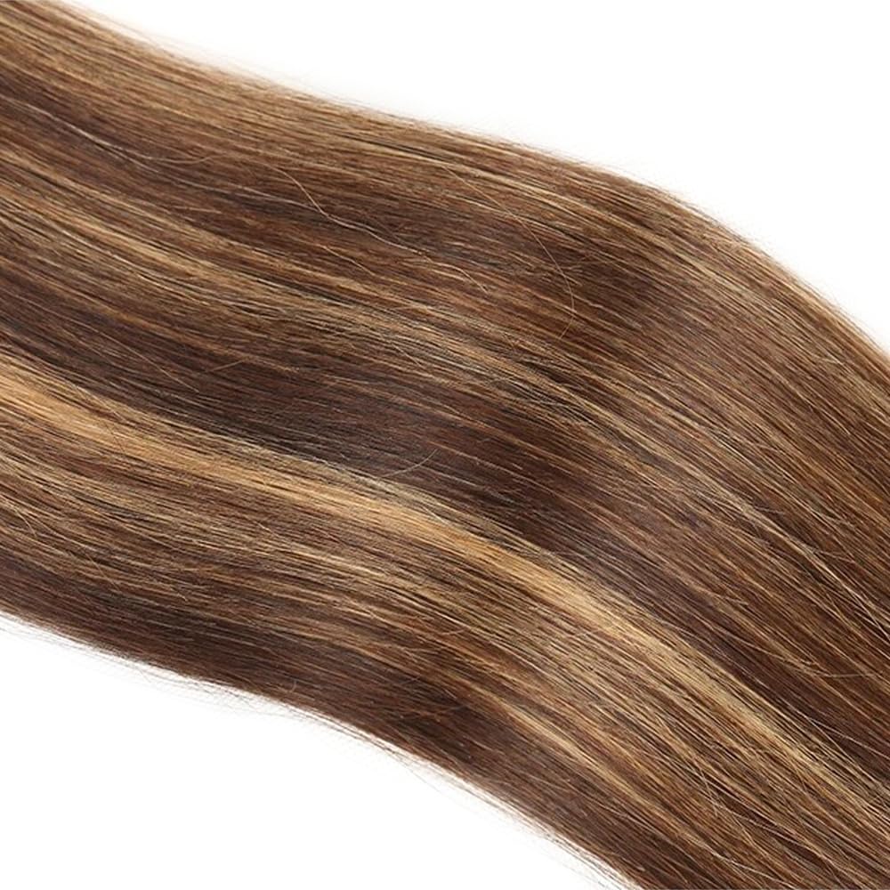 Ombre Human Hair Bundles | P4/27 Honey Brown Straight Remy Hair Extensions - 16 Inch, Soft & Healthy Double Weft