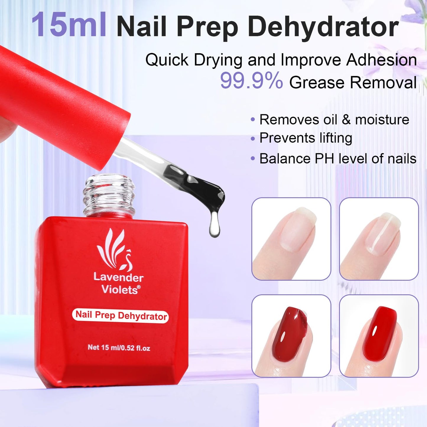 10-in-1 Gel Nail Glue & Prep Dehydrator Set - Long Lasting Adhesive for Acrylic & Press-On Nails | 15ml