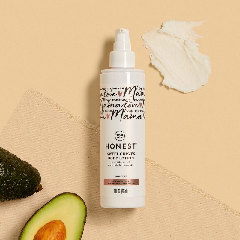 The Honest Company Mama Sweet Curves Moisturizing Body Lotion for Sensitive Baby Skin Plant-Based Shea Butter Avocado Oil 8 fl oz