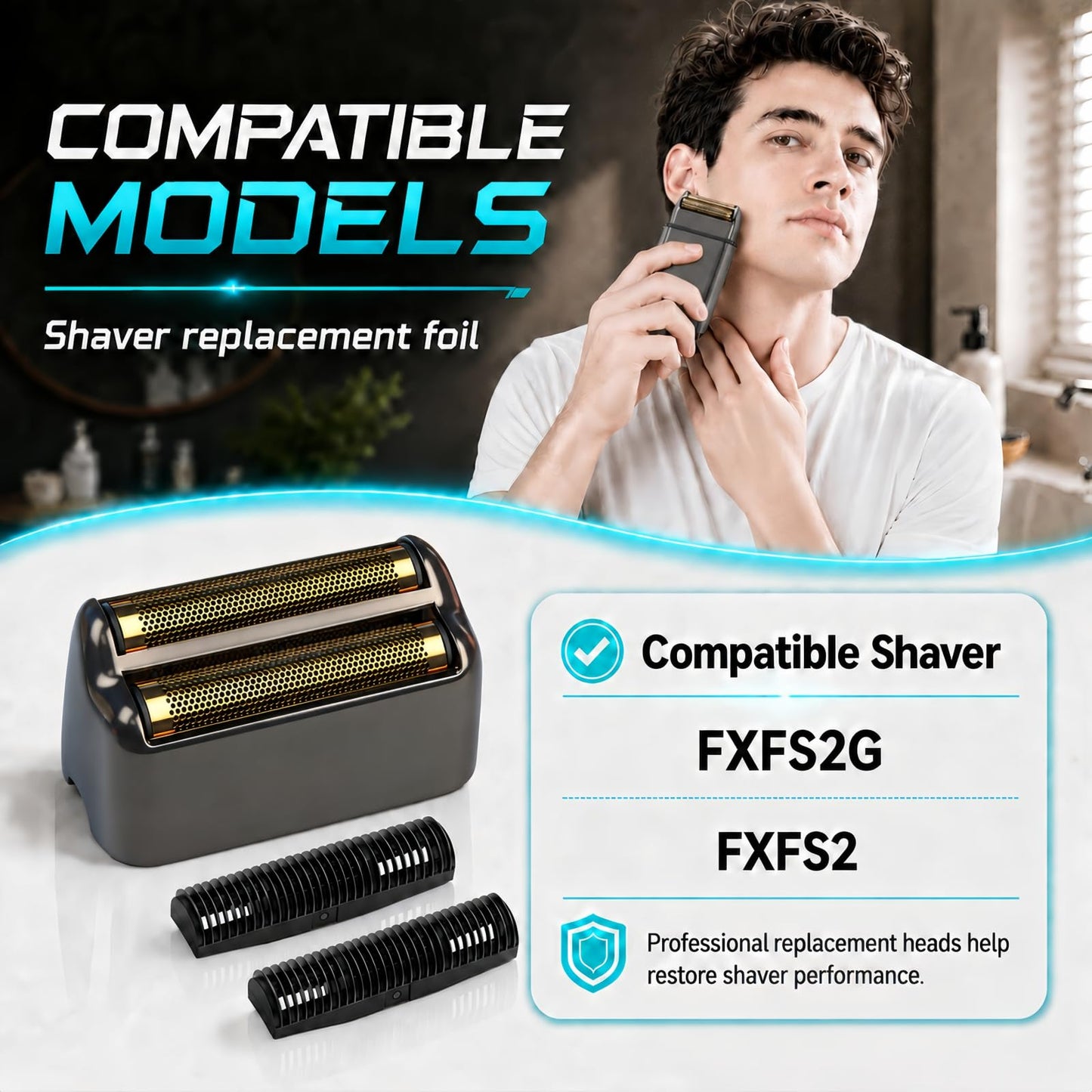 3 Pack Shaver Replacement Foil and Cutters Compatible with BaBylissPRO Double FXFS2 Metal Shaver foil Replacement (Black 3 Pack)