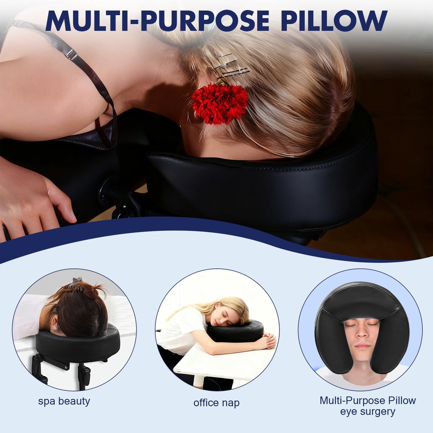 KONOVOLY Universal Headrest Face Cushion for Massage Table, Black