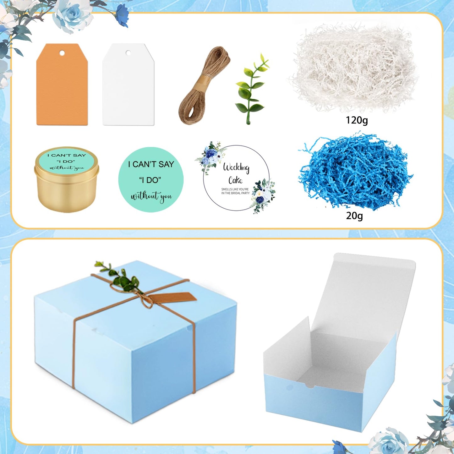 53pcs Bridesmaid Gifts Set of 4 Blue,Maid of Honor Proposal Gifts,Bridesmaid Proposal Boxes Set,Cosmetic Bag Scented Candle Salt Ball Scrunchies Hair Clip Knot Bracelet Bridal Party Bachelorette
