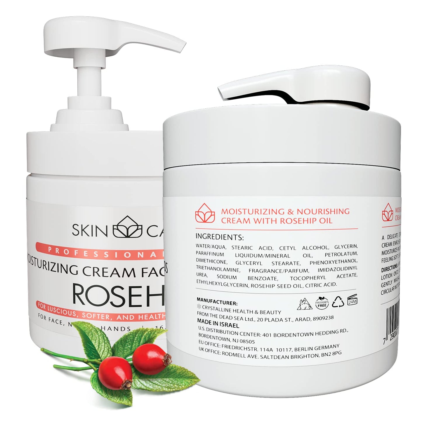 Rosehip Oil 3-in-1 Moisturizer | Face Cream for Crepey Skin, Wrinkles & Sagging - 16.9 fl. oz.