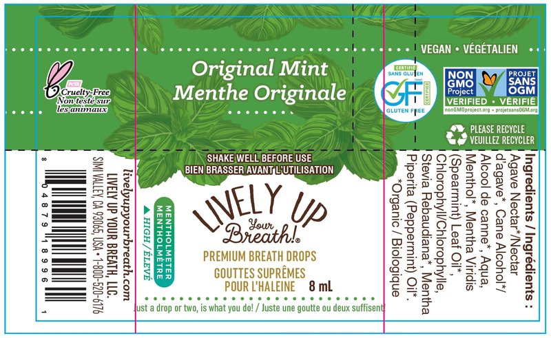 Lively Up Your Breath Premium Breath Freshener Liquid Drops with Organic Ingredients - Original Mint 3 Pack