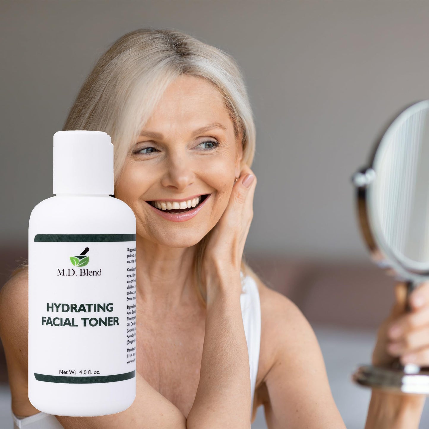 M.D. Blend Hydrating Facial Skin Care Toner Mist for Deep Rejuvenation and Refreshed Skin Beauty, Infused with Witch Hazel, Aloe Vera, Chamomile, and Green Tea Extracts, Additive-Free, 4 Oz