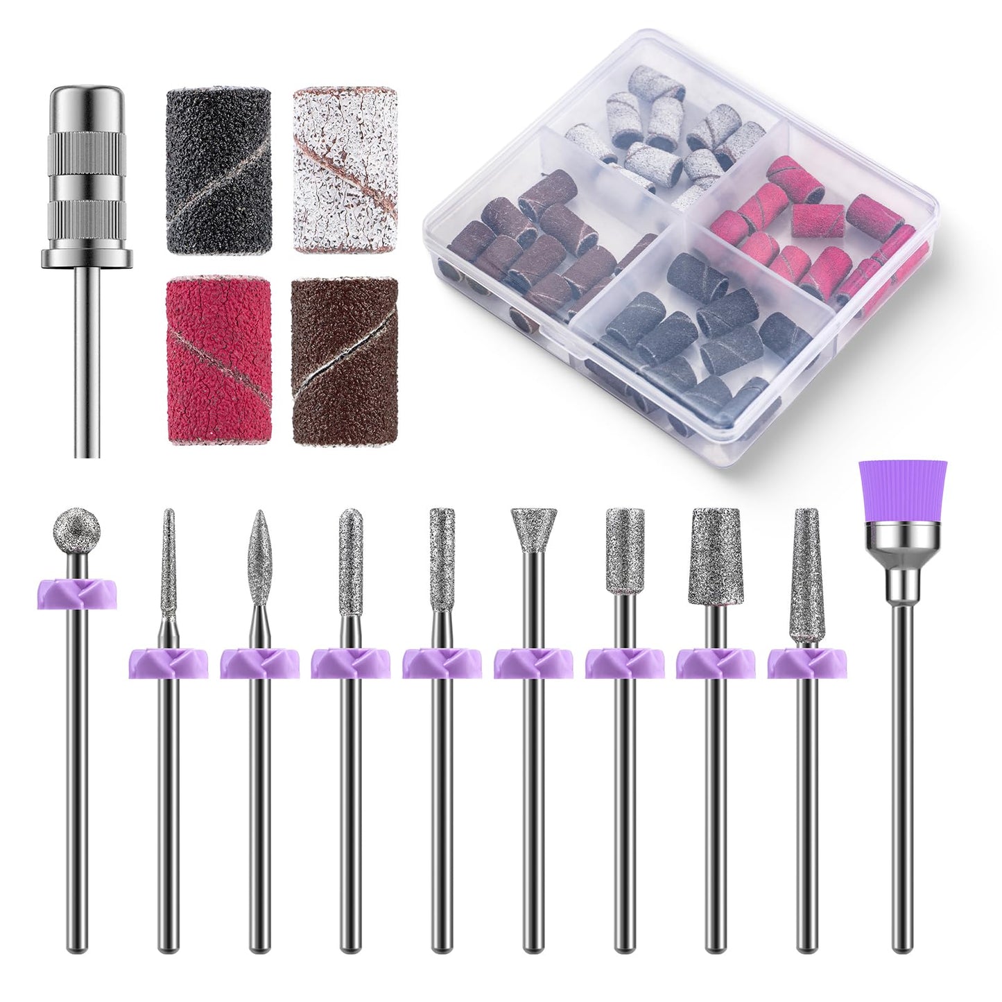 MelodySusie Portable Electric Nail Drill with 10Pcs Diamond Sanding Bit Set with 40pcs Sanding Bands