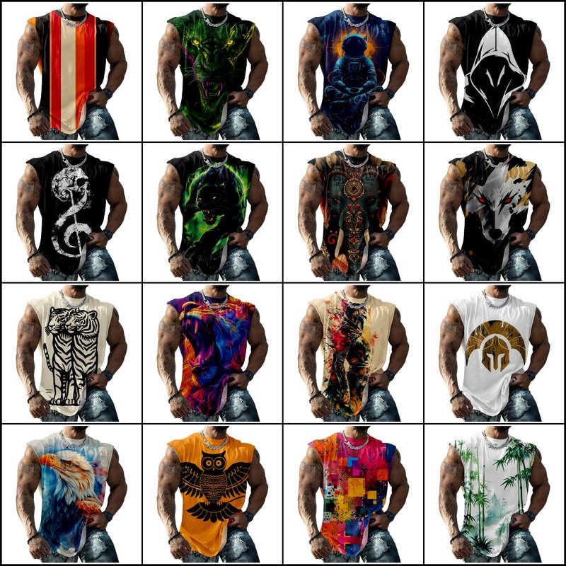 Graphic Tees for Men Novelty Workout Shirts Soft Collarless Loose Athletic Tees Big Breathable Skull Black,2XL