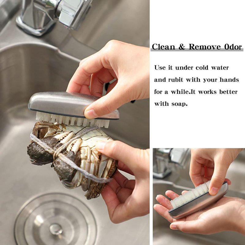Beomeen Nail Brushes - Stainless Steel Fingernail & Toenail Cleaner | Non-Slip Pedicure Scrubber for Men & Mechanics