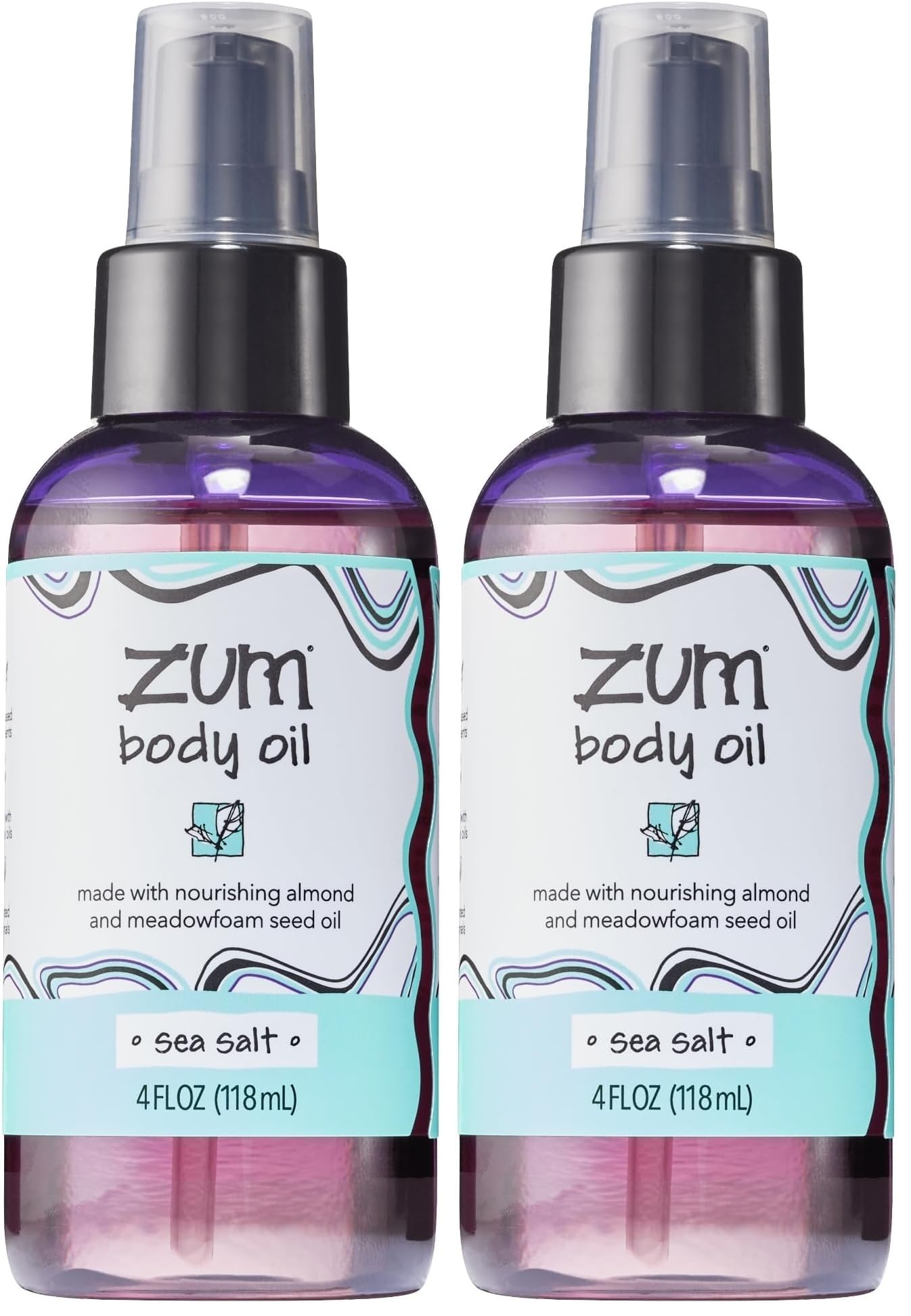 Indigo Wild Zum Sea Salt Body Oil - Nourishing Body Massage Oil for Massage Therapy & Hydration - Nourishing, Vegetarian Massaging Oil with Sweet Almond Oil - 4 fl oz (Pack of 2)
