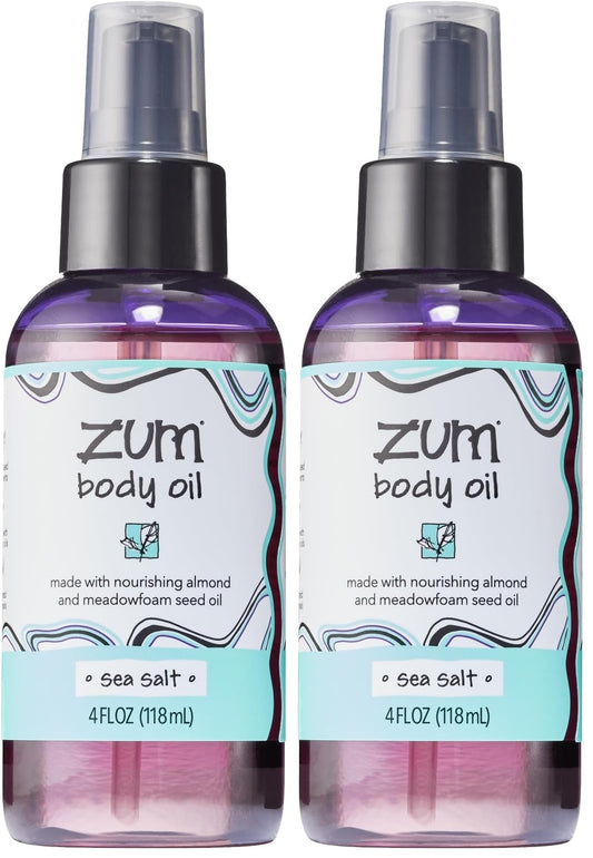 Indigo Wild Zum Sea Salt Body Oil - Nourishing Body Massage Oil for Massage Therapy & Hydration - Nourishing, Vegetarian Massaging Oil with Sweet Almond Oil - 4 fl oz (Pack of 2)