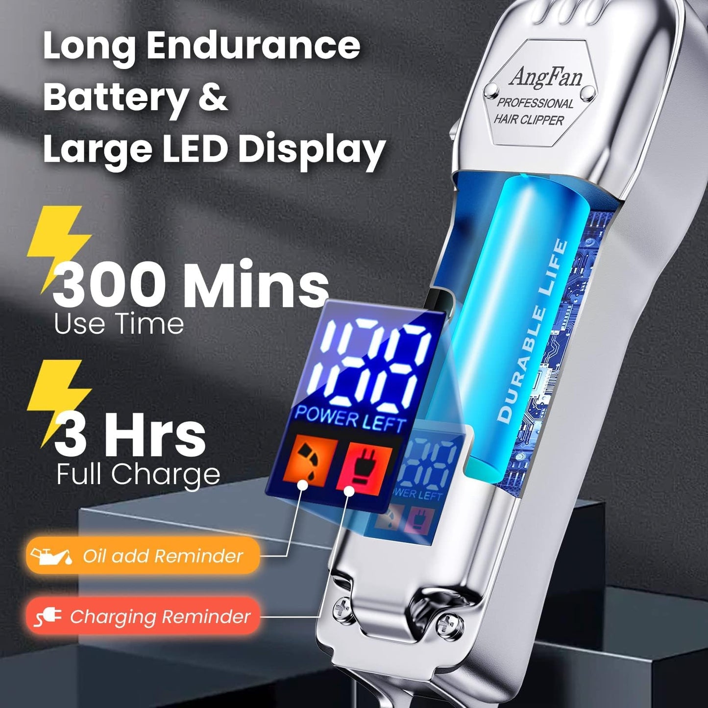 AngFan Professional Hair Clippers for Men Cordless Clipper & Trimmer Set