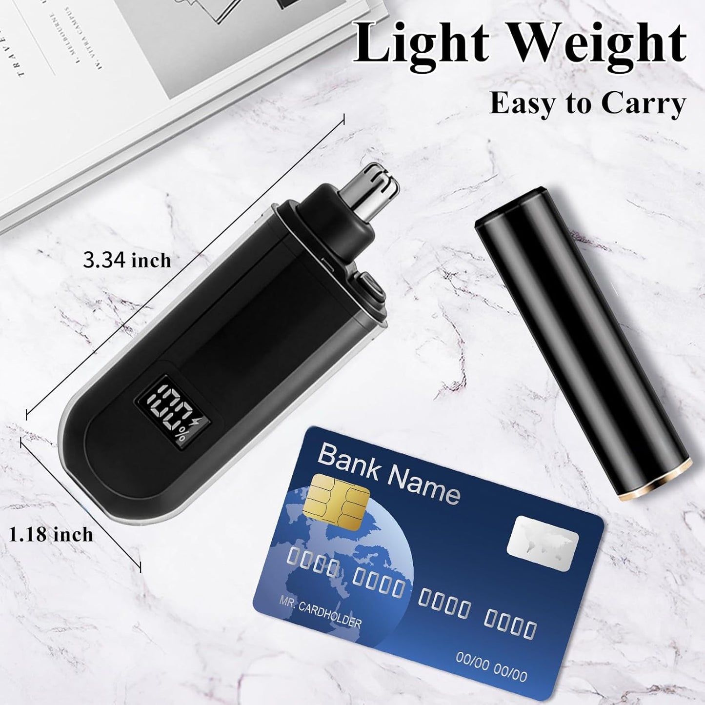 Portable LED Nose and Ear Hair Trimmer - Dual-Edge Blades for Smooth Cutting | Mini Travel Size for Men & Women