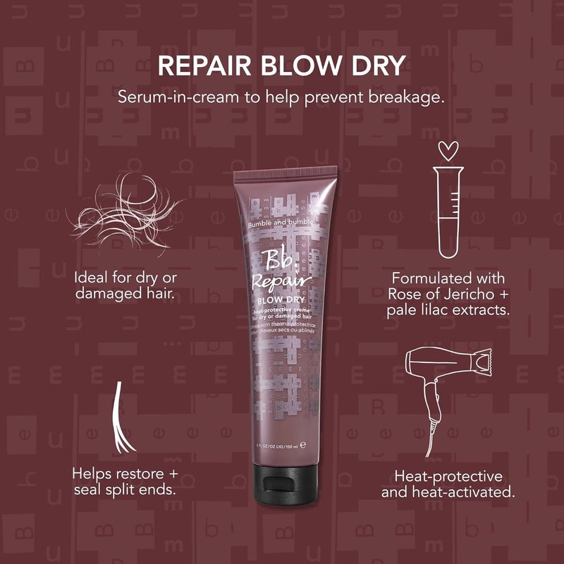Bumble and bumble. Repair Blow Dry Cream - Heat Protection & Smoothing for Damaged Hair | 5 Fl Oz