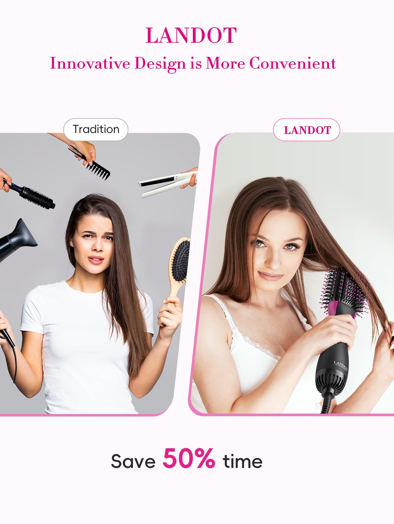 Hair Blow Dryer Brush - 60mm Hot Air Brush for Volumizing & Smooth Blowouts