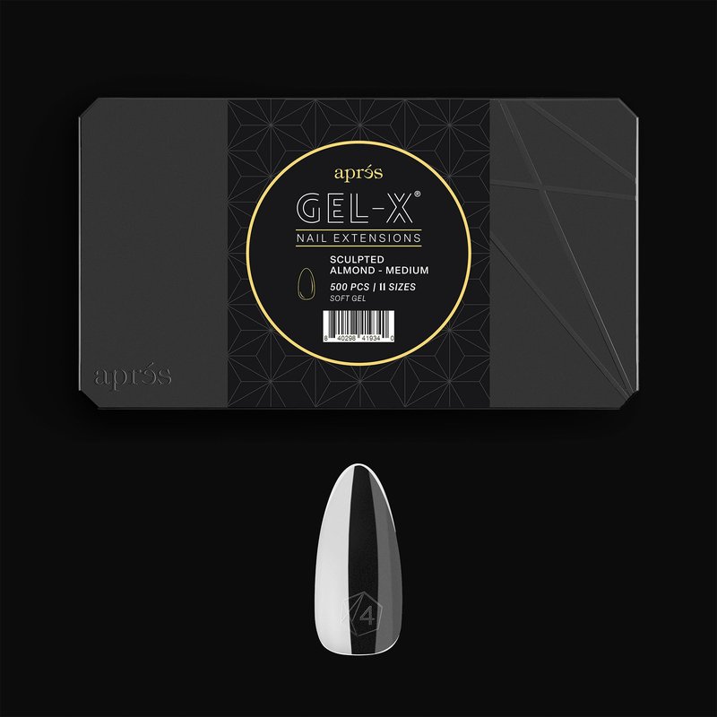 Aprés Gel-X® Tip Box | Sculpted Almond | 500pc Soft Gel Tips, 11 Sizes 00-9, Premium Quality (Sculpted Almond Medium, 500 pcs)