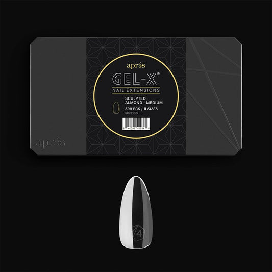 Aprés Gel-X® Tip Box | Sculpted Almond | 500pc Soft Gel Tips, 11 Sizes 00-9, Premium Quality (Sculpted Almond Medium, 500 pcs)