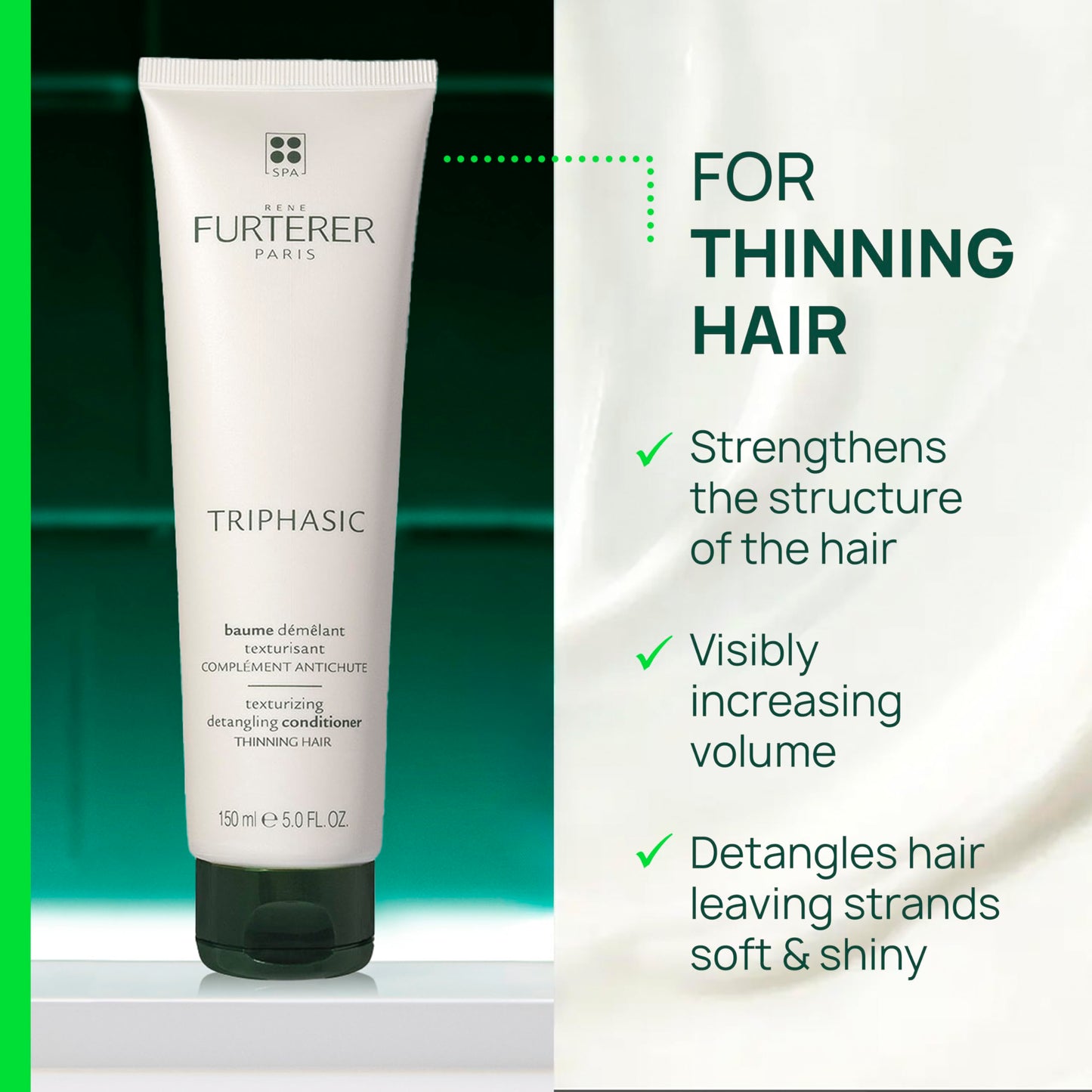 Rene Furterer Triphasic Texturizing Conditioner - Thickening, Strengthening, Volumizing & Hydrating Conditioner Suitable for Persons with Thin Hair, Strengthens Hair & Scalp for Fine Hair, Color Safe