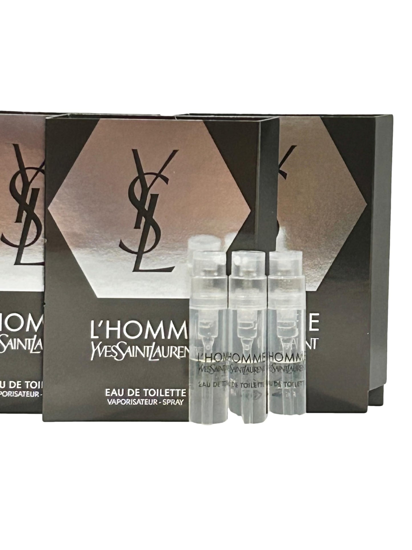YVES SAINT LAURENT Sample Perfume MEN YSL Men L'Homme EDT Spray Trial Size Partially Filled Vials 1.2 ml / 0.04 fl oz (set of 3), Black